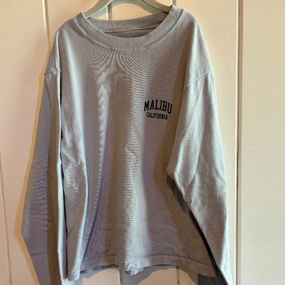 Brandy Melville Malibu CA Long Sleeve Shirt, Blue